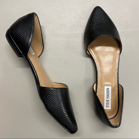 Steve Madden Shoes - Steve Madden Genius D’Orsay Flat Black Croc Embossed Shoe  Womens Size 9.5